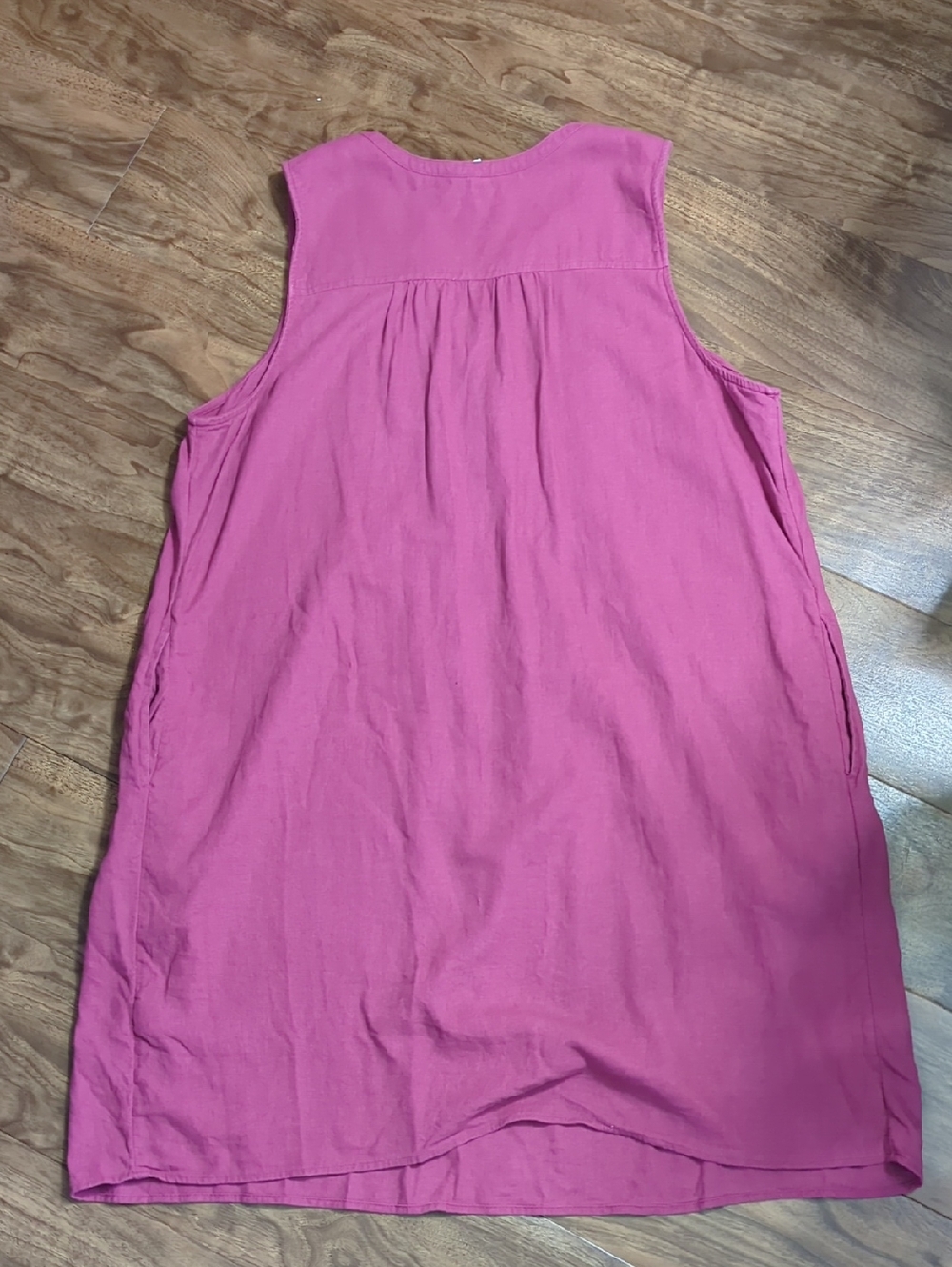 Sonoma Linen Blend Pink Sleeveless Pintuck Dress - Picture 2 of 8